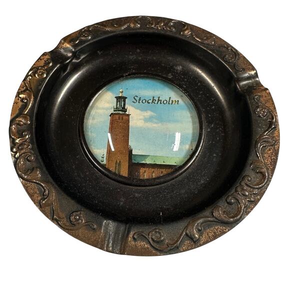 Stockholm Sweden Vintage Metal Ashtray in Good Used Condition - Picture 1 of 5